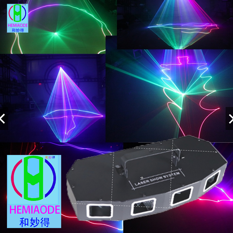 ไฟเลเซอร์ RGB 4 รู ควบคุมด้วยเสียง สวยงามมาก สําหรับปาร์ตี้ DMX ไฟดิสโก้