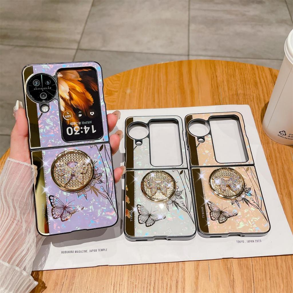 เคสโทรศัพท์มือถือ ป้องกัน กันตก ลายดอกไม้ ผีเสื้อ สําหรับ Oppo Find N3 Flip FindN3Flip 5G case เคส