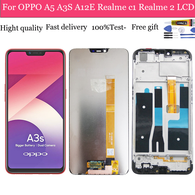 อะไหล่หน้าจอสัมผัส LCD สําหรับ OPPO A3S A5 A12e Realme C1 OPPO A3S A5 A12e Realme C1