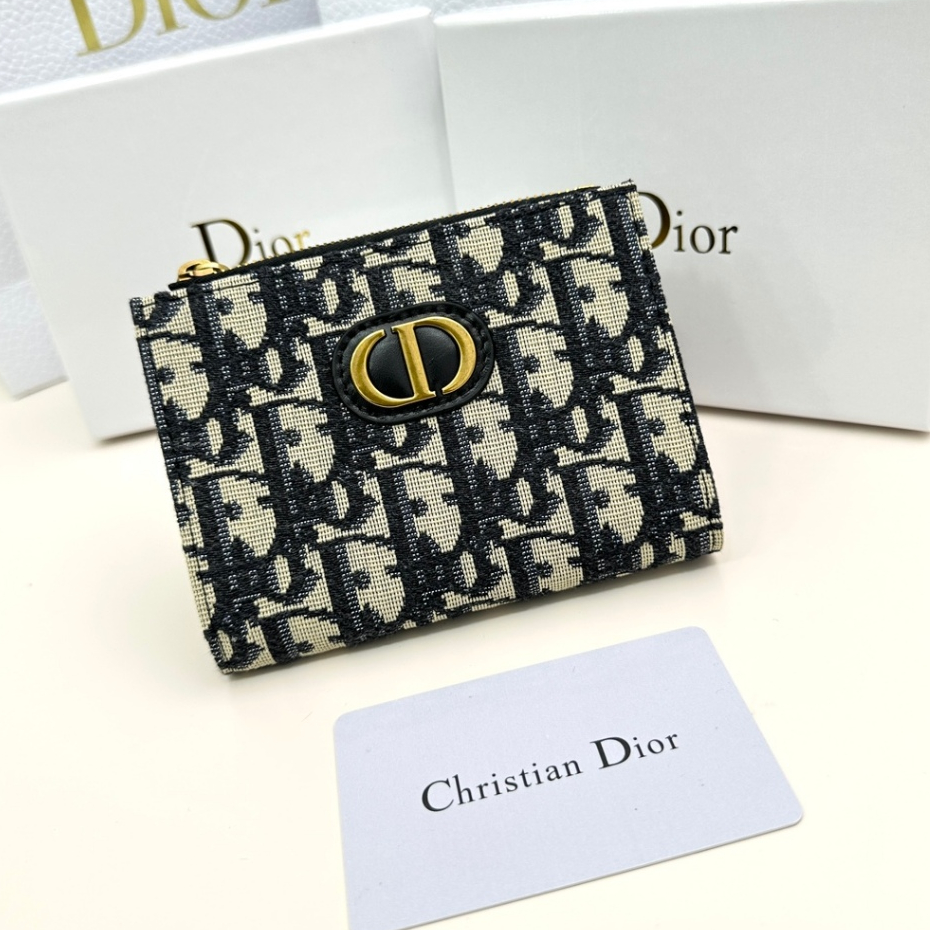 Dior ของแท้ 100% กระเป๋าสตางค์หนัง พับได้ อเนกประสงค์