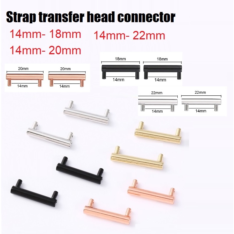 2pcs Connector 14mm to 18mm, 14mm to 20mm, 14mm to 22mm Watch Strap Converter Metal Strap Translator