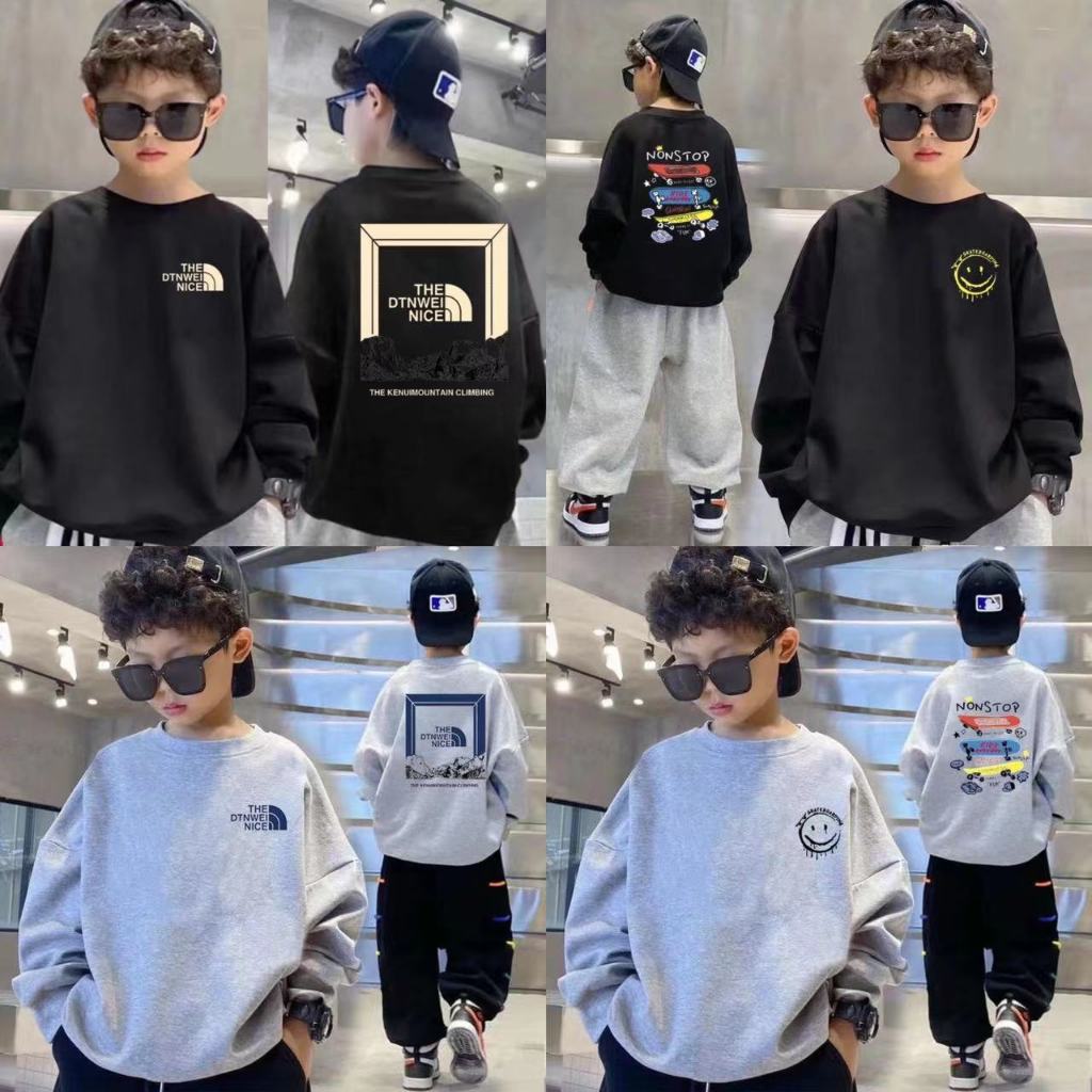 【พร้อมส่ง】เสื้อแจ็กเก็ต คอกลม แขนยาว พิมพ์ลายสเก็ตบอร์ด ทรงหลวม สไตล์เกาหลี สําหรับเด็กผู้ชาย อายุ 3-12 ปี