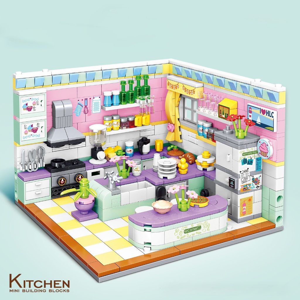 Creative Hut การศึกษาประกอบอาคารบล็อกศึกษาห้องนอนห้องครัว Hut Building Block ของเล่น