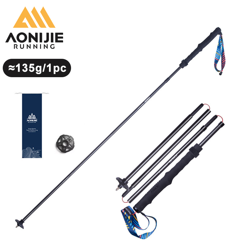 AONIJIE E4204 ไม้เท้าเดินป่าแบบพับได้คาร์บอนไฟเบอร์ไม้เท้า Drawstring คงที่น้ําหนักเบา