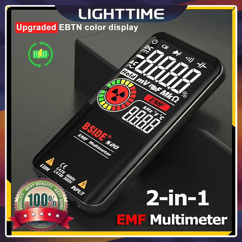 2-in-1 EMF มัลติมิเตอร์แบบดิจิตอลแบบชาร์จไฟได้ 9999 นับโวลต์มิเตอร์ช่วงอัตโนมัติพร้อมเครื่องตรวจจับ 
