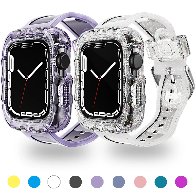 สายนาฬิกาข้อมือเรซิ่นใส ขนาดใหญ่ สําหรับ Apple Watch series 8 7 6 5 45 มม. 44 มม. 41 มม. i Watch 4 3 2 1 38 มม. 42 มม. 40 มม.