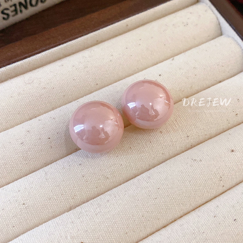 DREJEW ต่างหูเข็มเงิน 925 ทรงกลม ประดับมุก สีแคนดี้ ใช้แล้วไม่แพ้ เรียบง่าย แฟชั่น สําหรับผู้หญิง