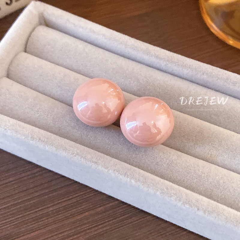 DREJEW ต่างหูเข็มเงิน 925 ทรงกลม ประดับมุก สีแคนดี้ ใช้แล้วไม่แพ้ เรียบง่าย แฟชั่น สําหรับผู้หญิง