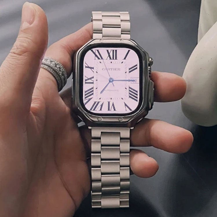 เปลี่ยนเป็น Ultra Case + Band สําหรับ Apple Watch 46 มม.44 41 45 มม. สายสแตนเลสโลหะสําหรับ iWatch Series 10 9 8 7 6 SE 5