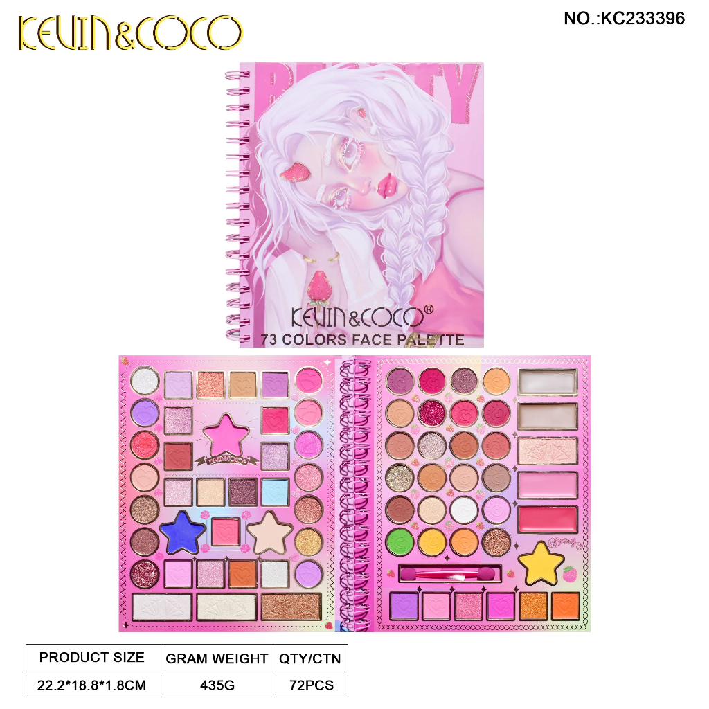 FDA”ใบรับรอง KEVIN&COCO ของแท้ อายแชโดว์ 73สี พาเลทแต่งตา Cute&Sexy Fairy Face Palette Set พาเลทตา p