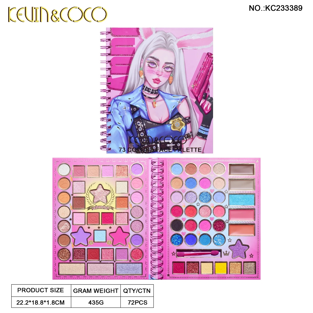 FDA”ใบรับรอง KEVIN&COCO ของแท้ อายแชโดว์ 73สี พาเลทแต่งตา Crazy Policewoman Face Palette Set พาเลทตา