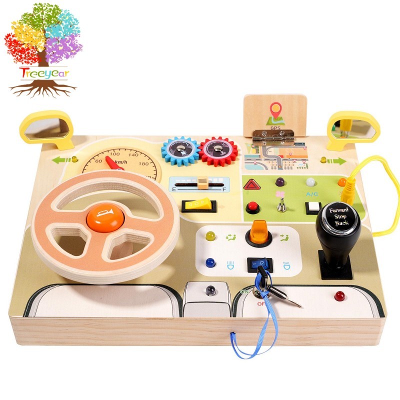 Montessori บอร์ดของเล่น เพื่อการเรียนรู้เด็กวัยหัดเดิน พร้อมสวิตช์ไฟ LED