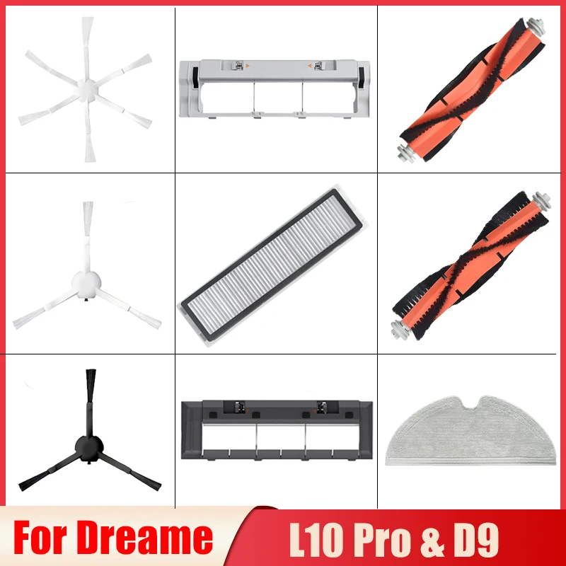 For Dreame Bot D9 MAX / L10 Pro Robot Vacuum Cleaner Main Side Brush HEPA Filter Mop Cloth