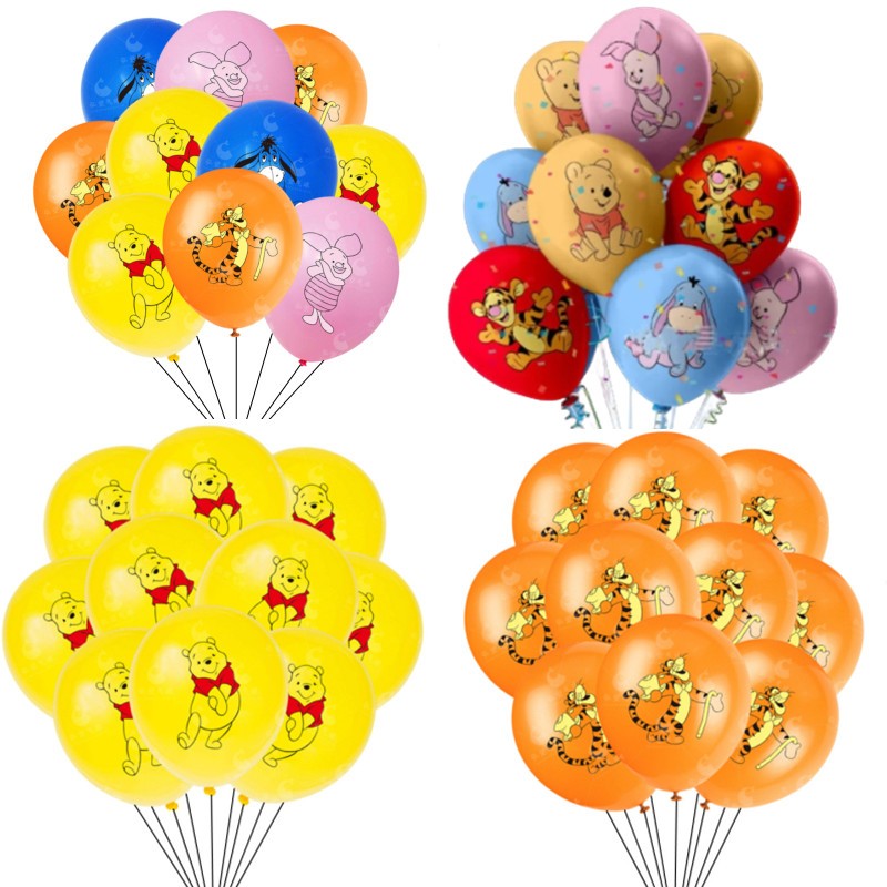 ลูกโป่งยาง รูปหมีพูห์ 12 นิ้ว สําหรับตกแต่งปาร์ตี้วันเกิดเด็ก 10 ชิ้น