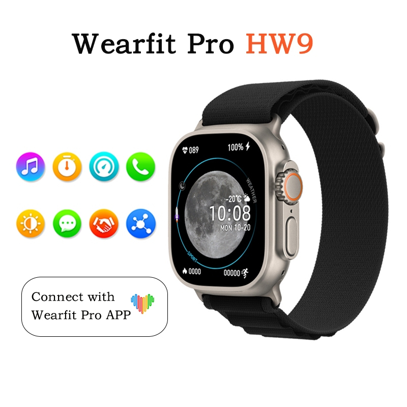 Wearfit Pro Smart Watch HW9UltraMAX สําหรับบลูทูธโทรอัตราการเต้นหัวใจแบบเรียลไทม์น้ําตาลในเลือด