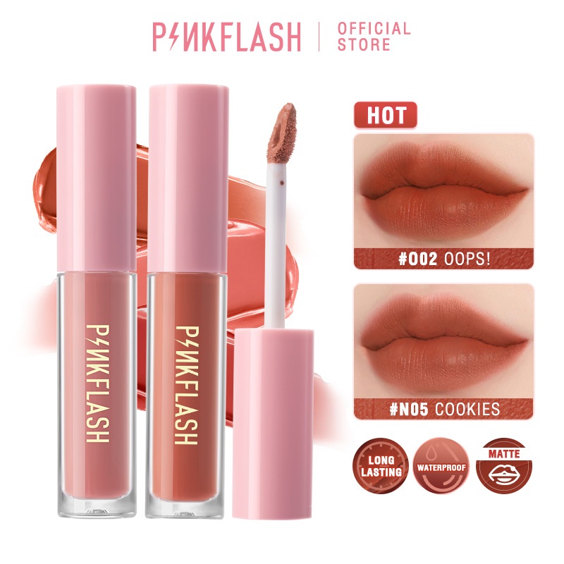 Pinkflash ลิปสติกเนื้อแมทกันน้ําติดทนนาน