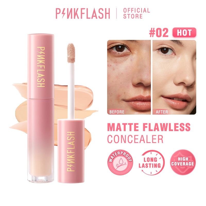 PINKFLASH OhMyPinkFlash OhMyBreath คอนซีลเลอร์ ชนิดน้ำ เนื้อแมตต์ แบบเรียบเนียน ธรรมชาติ ติดทนนาน