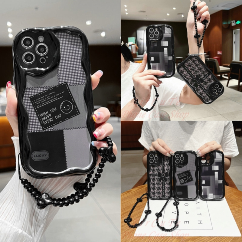เคส Samsung A15 A14 A13 A12 M12 A11 M11 A05 A05S A04 A04S A03 A03S A02 A02S A73 A71 A55 A54 A53 A52 A52S A51 A50 A50S A30S 4G 5G 3D Relief Frame Stripe Grid Love Hand Rope Soft Black Case