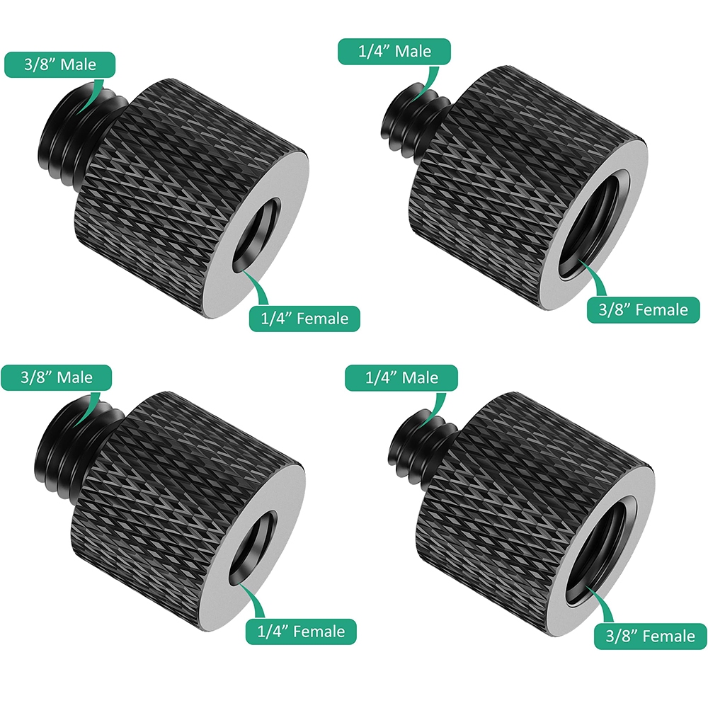 อะแดปเตอร์สกรูไมโครโฟน 4 ชิ้น ขาตั้งกล้อง 3/8 ถึง 1/4 ฐานอะแดปเตอร์ไฟ