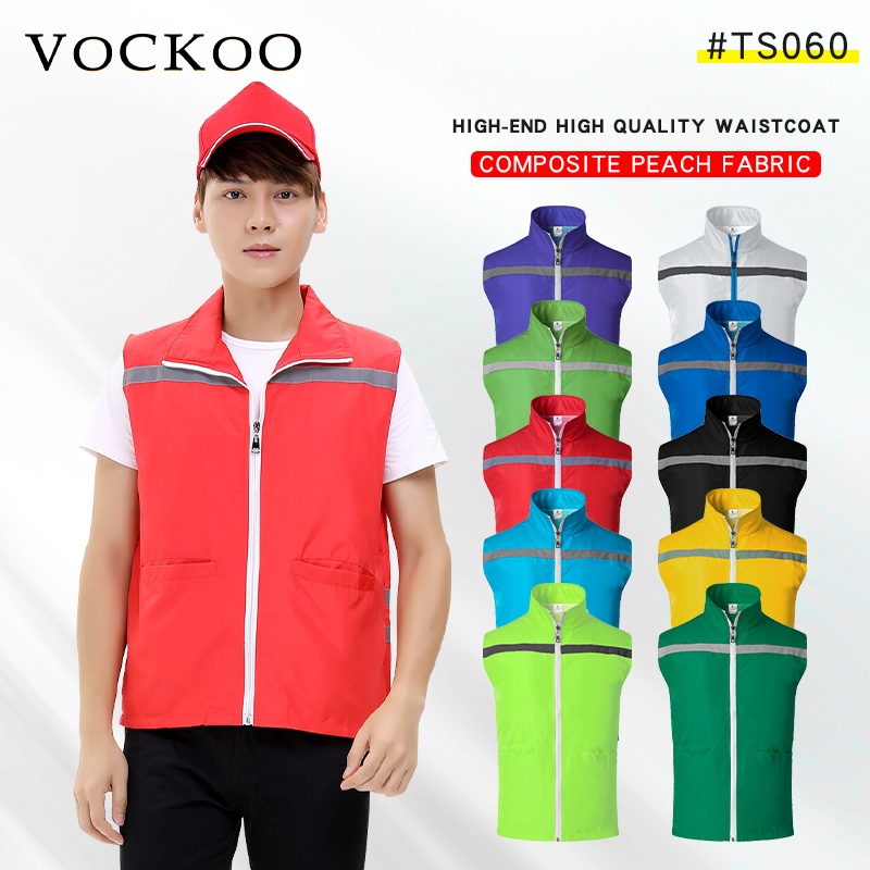 Vockoo#13 สีเสื้อกั๊กสะท้อนแสงเหตุการณ์กลางแจ้งเกิดขึ้นเสื้อกั๊ก ที่กำหนดเองเสื้อโค้ทด้านบนทำงาน