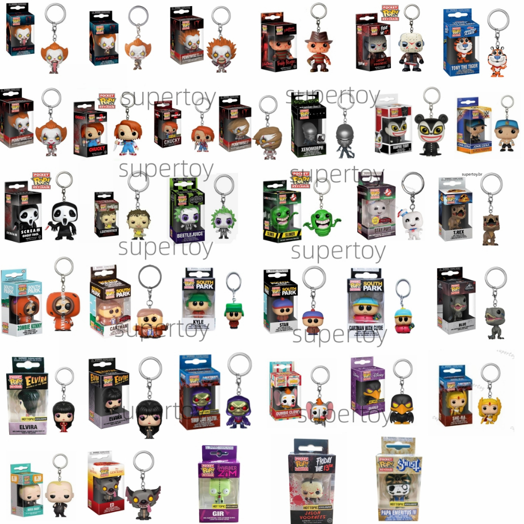 Funko Pop พวงกุญแจ: Horror It - Pennywise Scream Ghostface Chucky Beetlejuice Leatherface Freddy Jas
