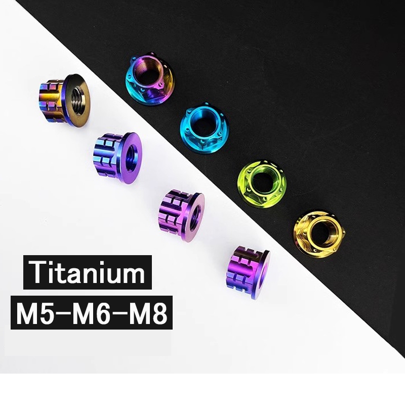 น็อตหน้าแปลนไทเทเนียมอัลลอย M5 M6 M8 TC4 GR5 ตัวเมีย สําหรับรถจักรยานยนต์ รถจักรยาน