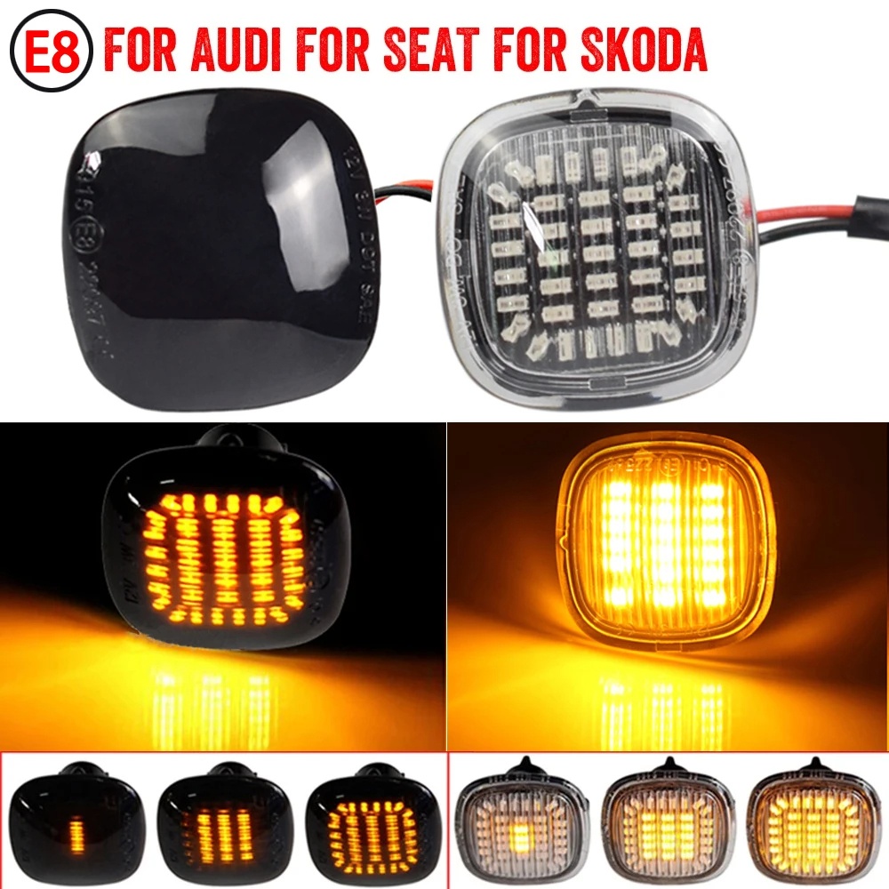 2X Errorless Amber Side Markไฟเลี้ยวเหมาะสําหรับSKODA Fabia 6Y 5J MK2 Octavia 1U A4 MK1 Rapid NH3 Ro