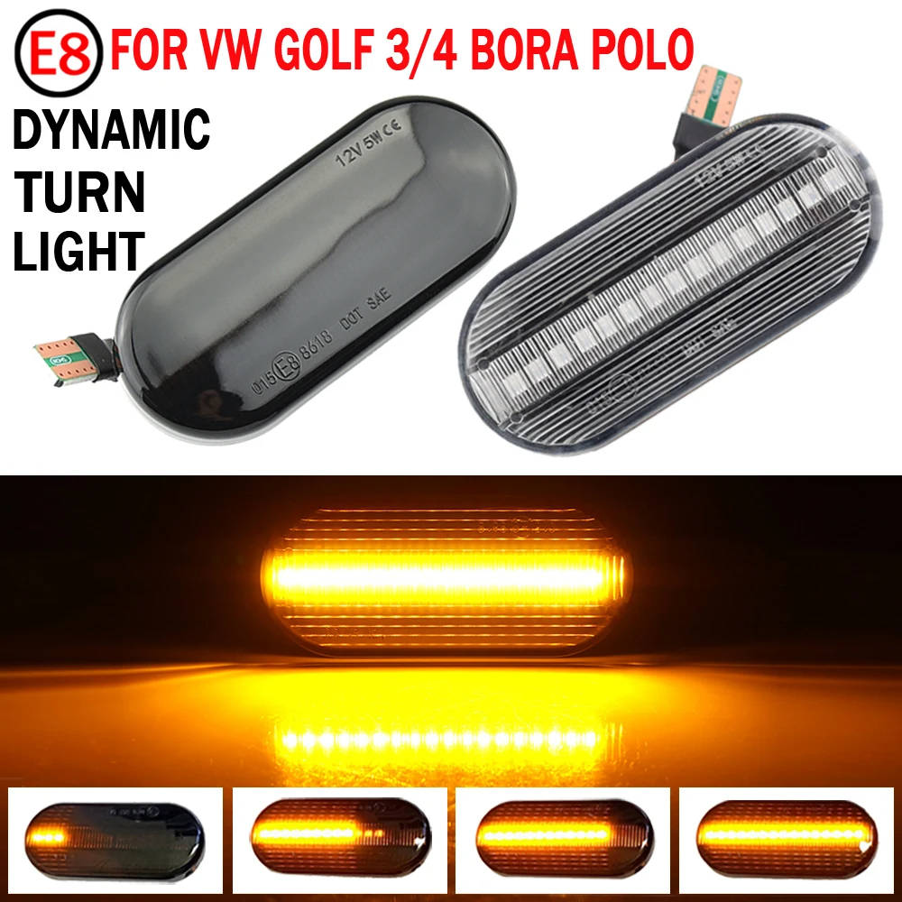 ไฟเลี้ยวไดนามิก LED สําหรับ Volkswagen Transporter T5 Polo Golf 3 4 Passat B5 Sharan Lupo Bora Multivan