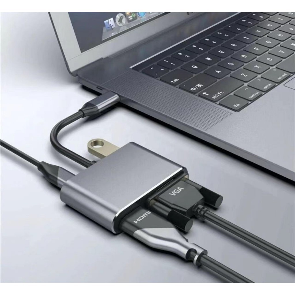 อะแดปเตอร์แปลง USB C เป็น HDMI 4K Type-C เป็น HDMI VGA Audio USB 3.0 และ USB C ตัวเมีย