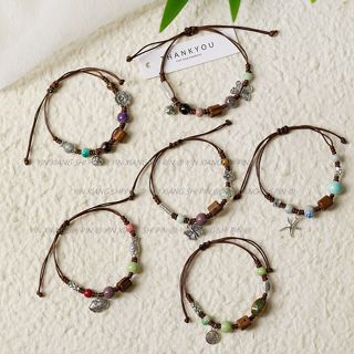 สร้อยข้อมือเซรามิค ถักมือ ลายผีเสื้อ มงคล สไตล์จีน