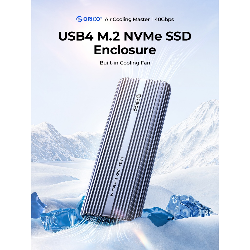 Orico M.2 NVMe SSD Enclosure USB4 กรณีอลูมิเนียมพัดลมในตัวสําหรับ NVMe/PCIE SSD (ACOM2-U4) ราคา ถูกที่สุด ดีลบีเคเค แกลเลอรีภาพที่ 2