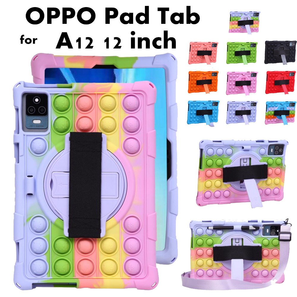 Soft Silicon Case for OPPO Pad Tab A12 12 inch 360 Rotating Stand Tablet Push Bubble Kids Cover