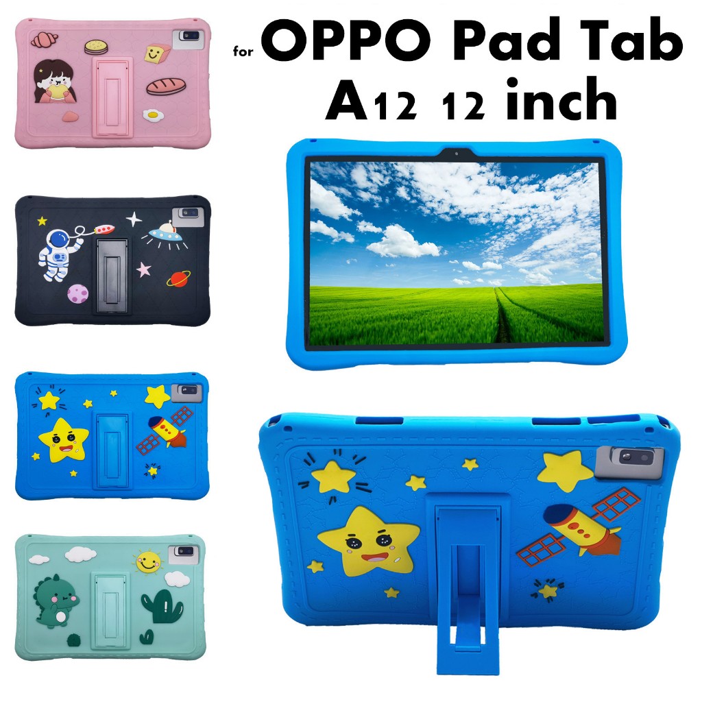 for OPPO Pad Tab A12 12 inch Tablet Case Cartoon Shockproof Soft Silicone Protective Case Stand Cove