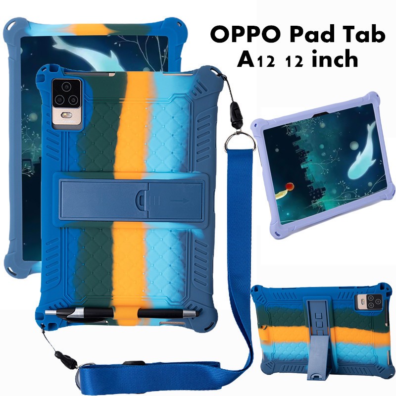 for OPPO Pad Tab A12 12 inch Android Tablet PC Soft Shockproof Solid Color Back Stand Cover Protective Shell