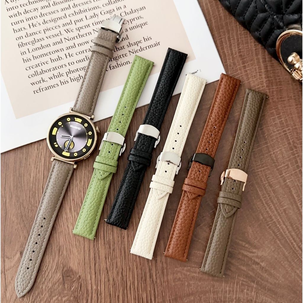 สายนาฬิกาข้อมือ หนังวัวแท้ แบบนิ่ม หัวเข็มขัดโลหะ สําหรับ huawei Watch gt 4 Strap 41 มม. Garmin Venu 3S Garmin Venu 2S vivoactive 4S Smart Watch huawei gt 4
