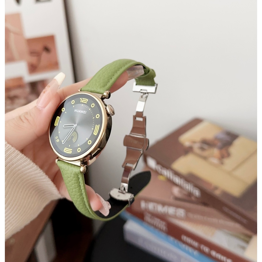 สายนาฬิกาข้อมือ หนังวัวแท้ แบบนิ่ม หัวเข็มขัดโลหะ สําหรับ huawei Watch gt 4 Strap 41 มม. Garmin Venu 3S Garmin Venu 2S vivoactive 4S Smart Watch huawei gt 4