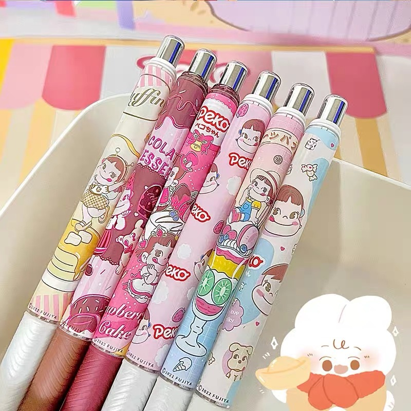 Pentel×BLN75 Black 0.5mm Gel Pen Cute Cartoon Pattern Fujiya Milk Girl Limited Edition Signature Pen ปากกาตรวจนักเรียน