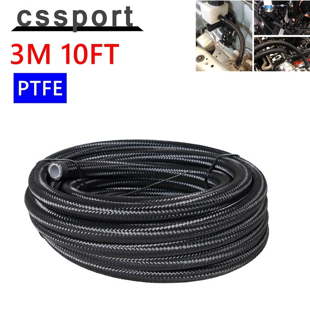ท่อน้ํามันเชื้อเพลิง สเตนเลสถัก PTFE 3 เมตร 10 ฟุต AN4-AN12 สีดํา สีเงิน สําหรับรถแข่ง