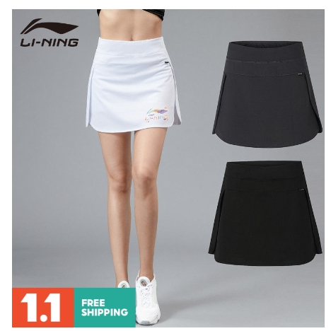Li Ning กระโปรงเทนนิส เอวสูง แห้งเร็ว สองชิ้น เหมาะกับฤดูร้อน สําหรับผู้หญิง 2023