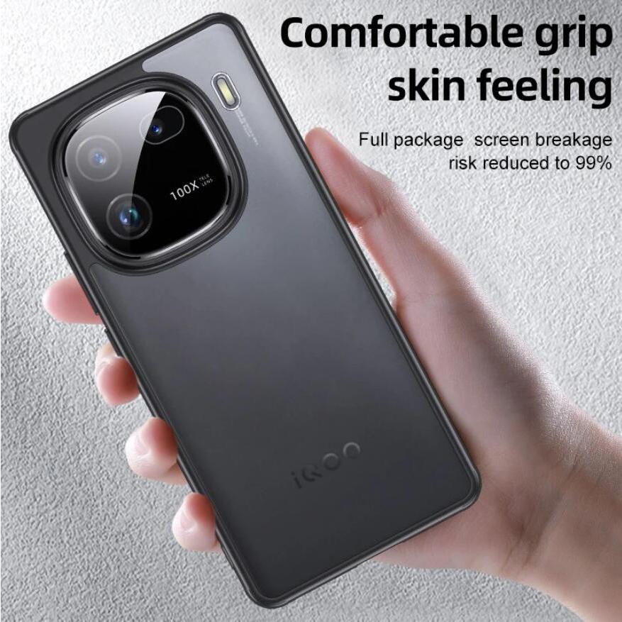 Iqoo 12 iQOO12 5G เคสแข็ง ขอบซิลิโคนนิ่ม พลาสติกแข็ง เคลือบด้าน หินทราย ด้านหลัง ป้องกันการตก เคส