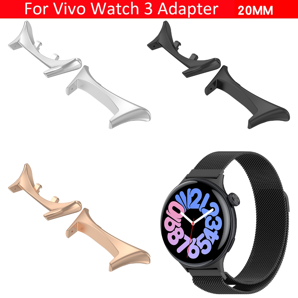 ขั้วต่อโลหะ 2 ชิ้นสําหรับ vivo watch 3 อุปกรณ์เสริมอะแดปเตอร์สมาร์ทวอทช์แบนด์วิดท์ที่รองรับ 20 มม.