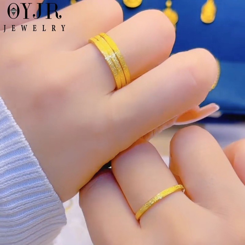 OYJR แหวนสแตนเลส แหวนทรายเรียบๆแฟชั่นสำหรับผู้หญิง - รูปที่ 6