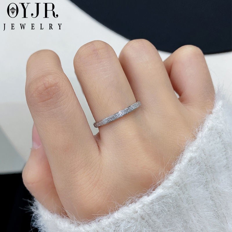 OYJR แหวนสแตนเลส แหวนทรายเรียบๆแฟชั่นสำหรับผู้หญิง - รูปที่ 3
