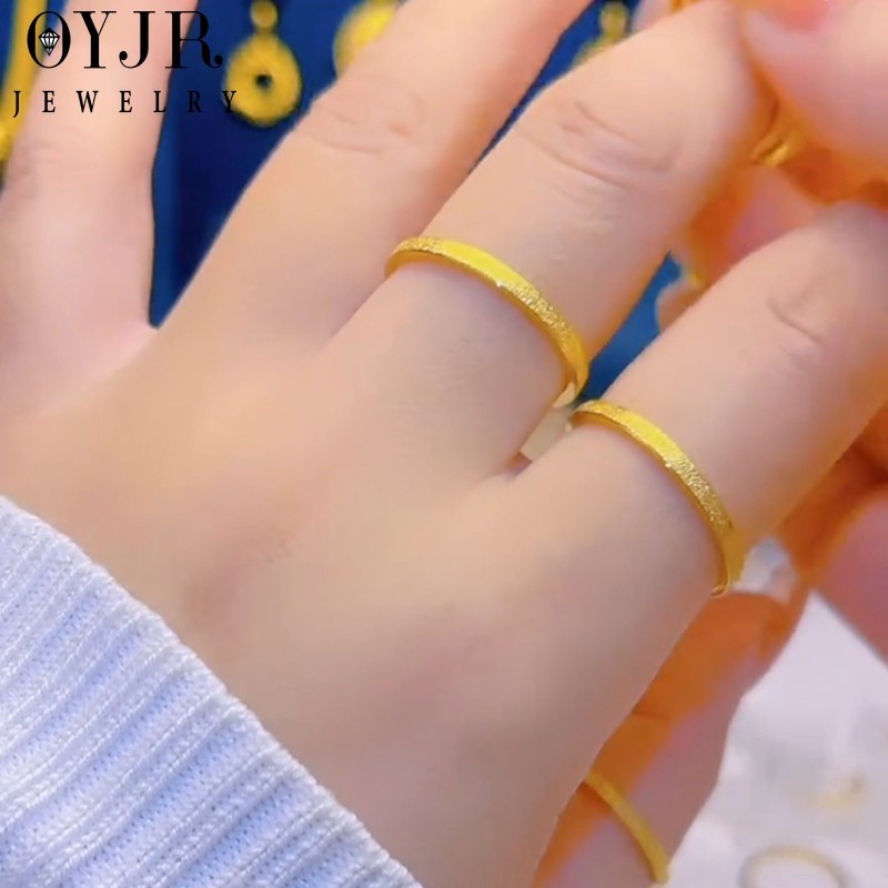 OYJR แหวนสแตนเลส แหวนทรายเรียบๆแฟชั่นสำหรับผู้หญิง - รูปที่ 7