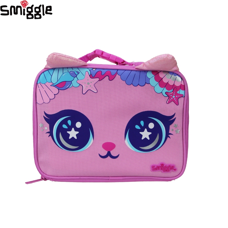 Smiggle เด็กถุงอาหารกลางวันกระเป๋าถือสาว Rose Red Shell Cat เด็กปิกนิกกลางแจ้งอาหาร iInsulation กระเ