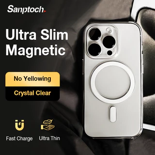 Ultra Slimsantypochสําหรับmagneticiคริสตัลclearเคสโทรศัพท์สําหรับiphone 17 16 15 14 13 12 Pro Maxไม่เหลืองฝาครอบPcสําหรับiPhone 15 14 Plus Thin & Light Protection Casi