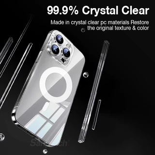 Ultra Slimsantypochสําหรับmagneticiคริสตัลclearเคสโทรศัพท์สําหรับiphone 17 16 15 14 13 12 Pro Maxไม่เหลืองฝาครอบPcสําหรับiPhone 15 14 Plus Thin & Light Protection Casi