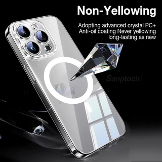 Ultra Slimsantypochสําหรับmagneticiคริสตัลclearเคสโทรศัพท์สําหรับiphone 17 16 15 14 13 12 Pro Maxไม่เหลืองฝาครอบPcสําหรับiPhone 15 14 Plus Thin & Light Protection Casi
