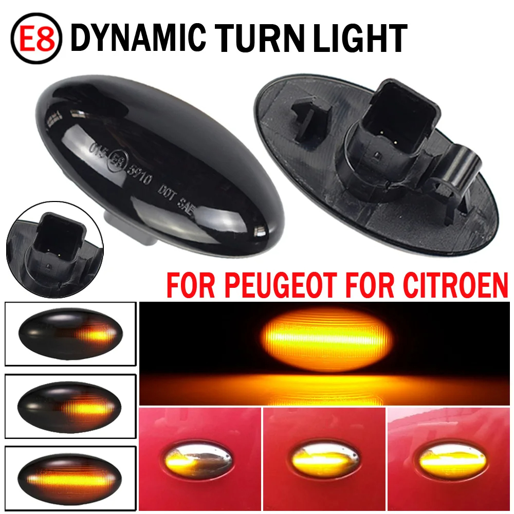 สัญญาณไฟเลี้ยวไดนามิก LED สําหรับ Peugeot 307 206 207 407 107 607 1007