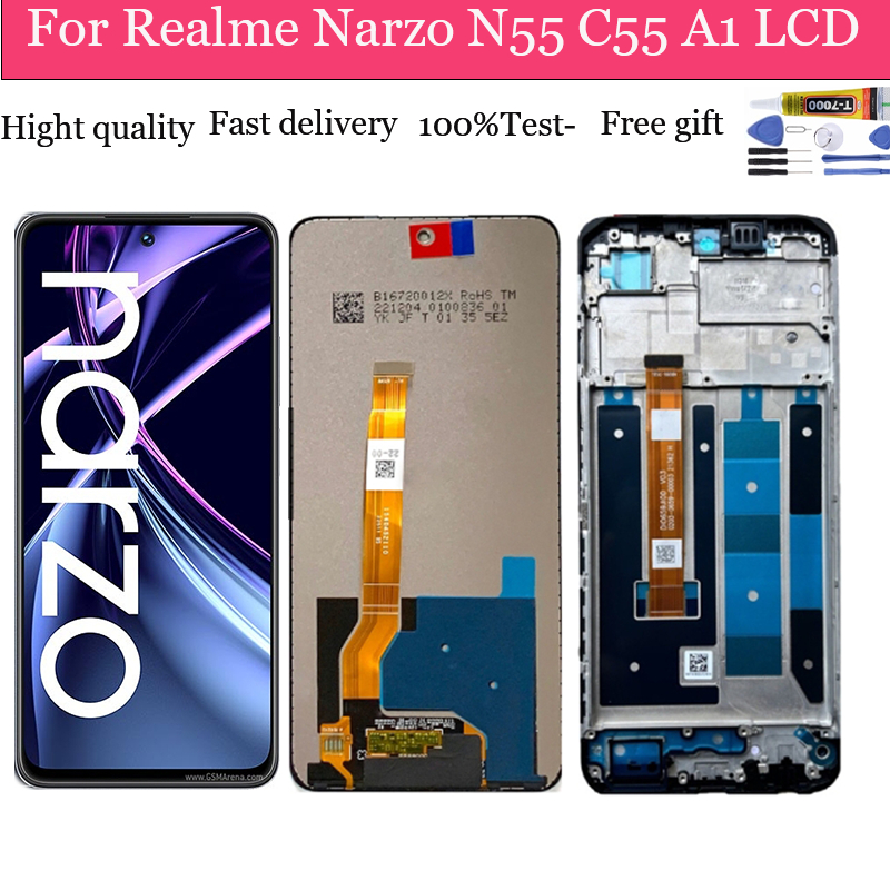 อะไหล่หน้าจอสัมผัสดิจิทัล LCD แบบเปลี่ยน สําหรับ Realme C55 Narzo N55 Oppo A1 2023